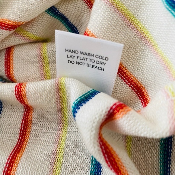 LNA Rainbow Stripe V-Neck Cardigan Sweater, Size Small, Made in USA, Tencel Knit - Picture 6 of 7